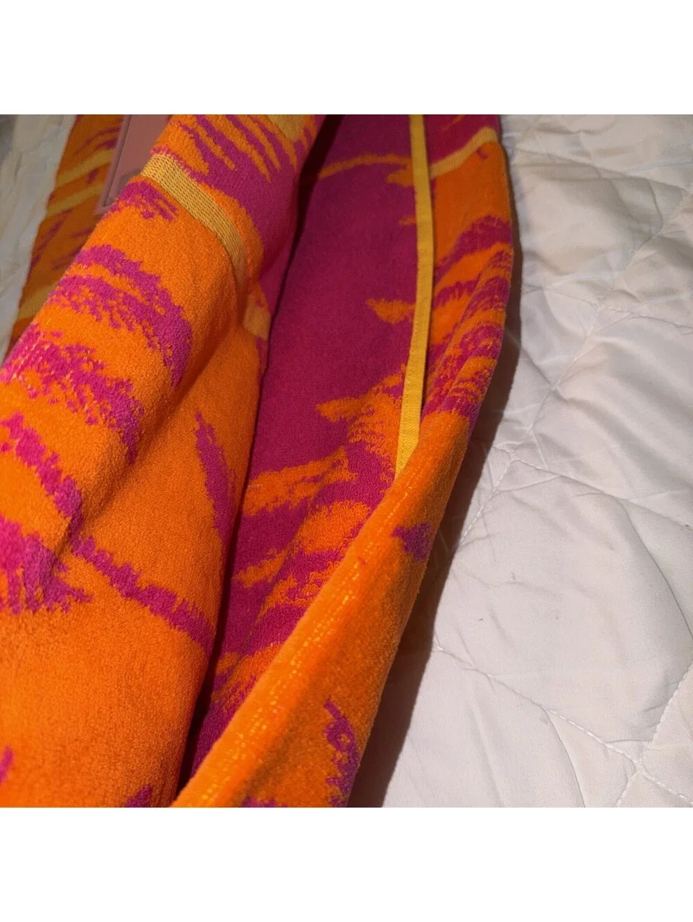 Juicy Couture Palm Tree Beach Towel Pink Orange 36x72 Cotton NWT